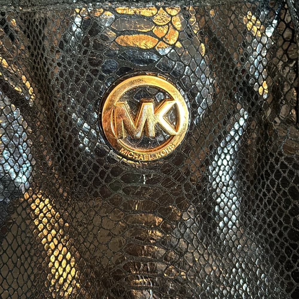 Michael Michael Kors Black Python Embossed Tote - image 3